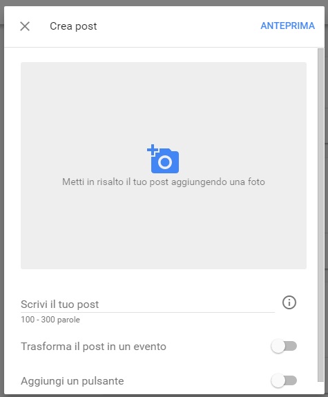 creazione Google Post