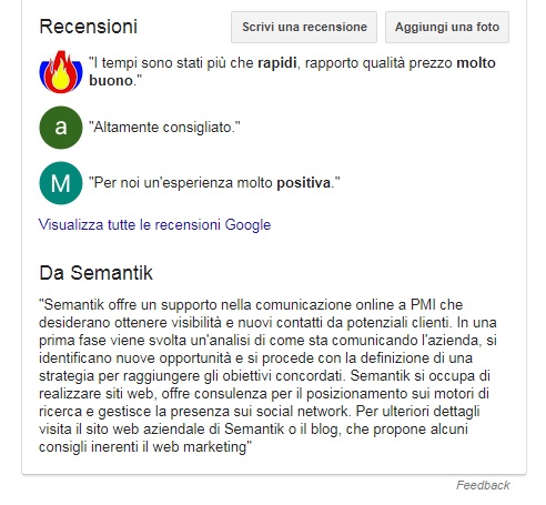 Google My Business - dettaglio della descrizione