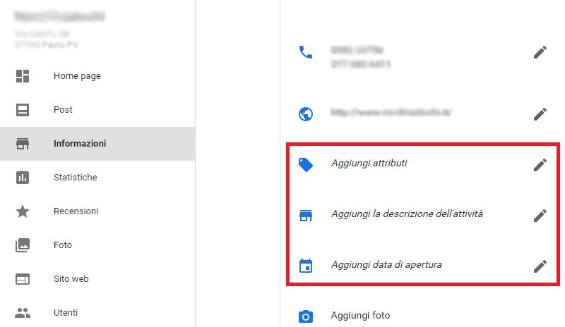 Google My Business - descrizione, attributi, data di apertura