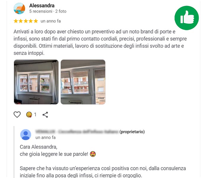 Recesnione positiva con risposta