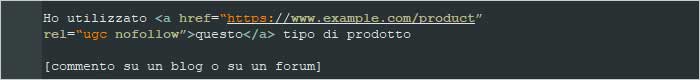 esempio markup link nofollow ugc